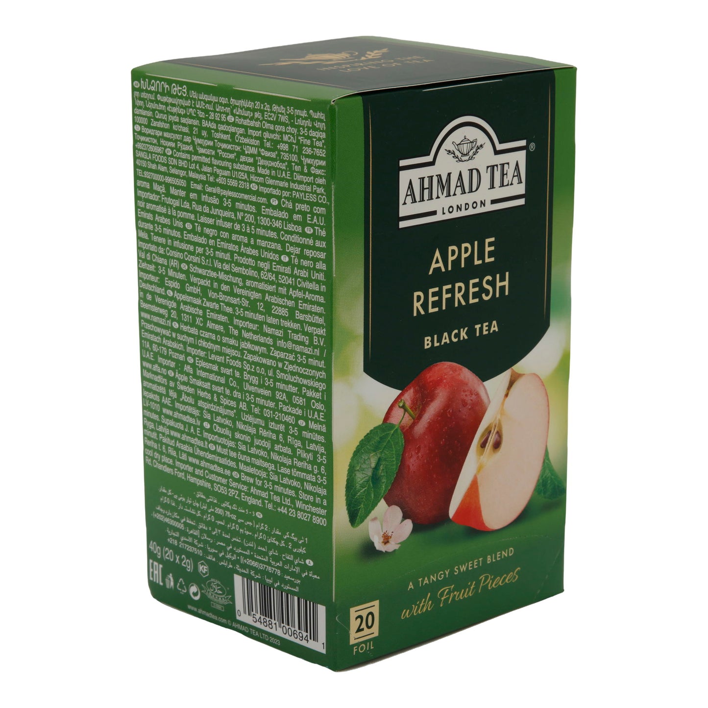 Schwarztee Ahmad Tea | Apple Refresh | Mit Fruchtstücken | 20 Teebeutel