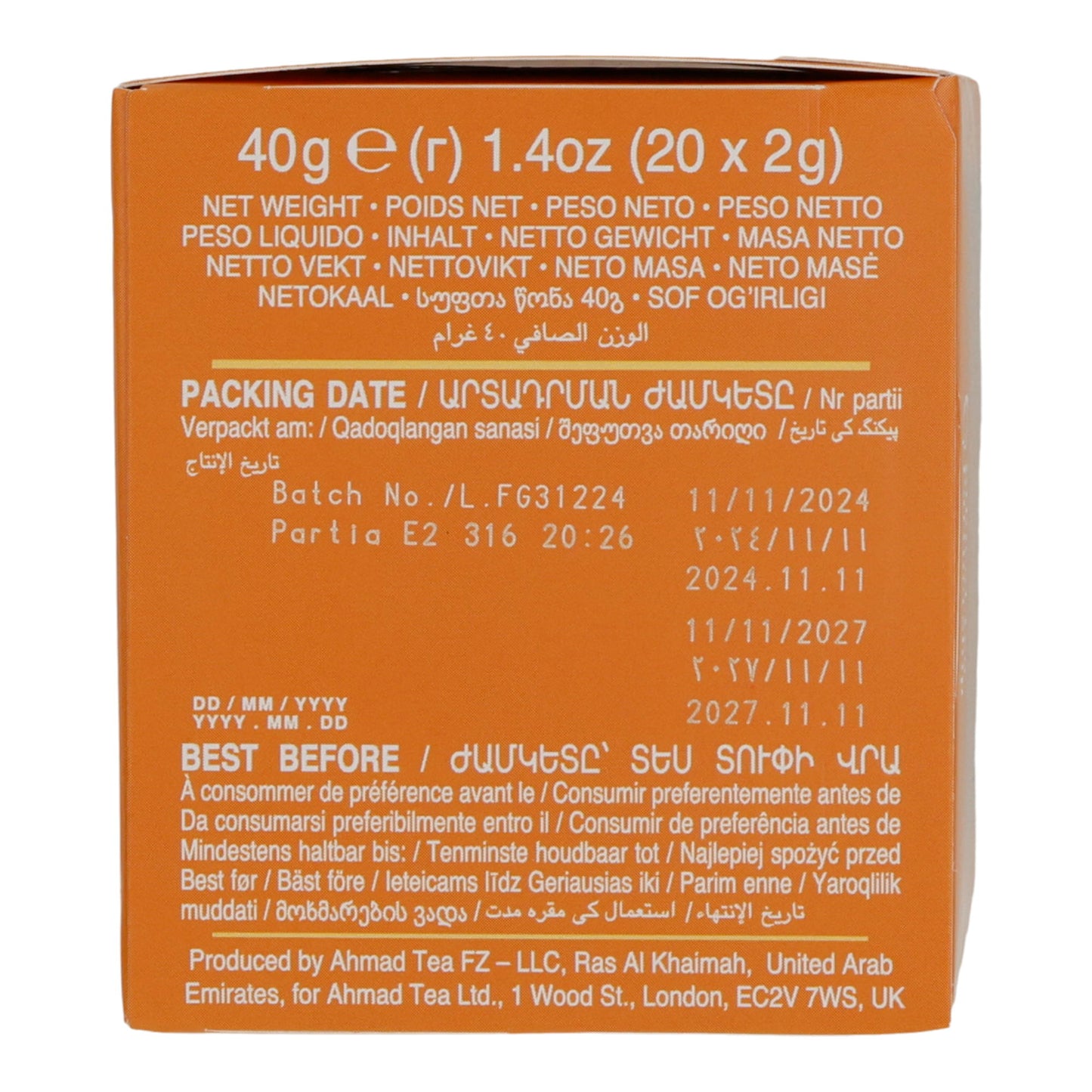 6x20 Aluminum Tea Bags Apricot Sunrise, Ahmad Tea