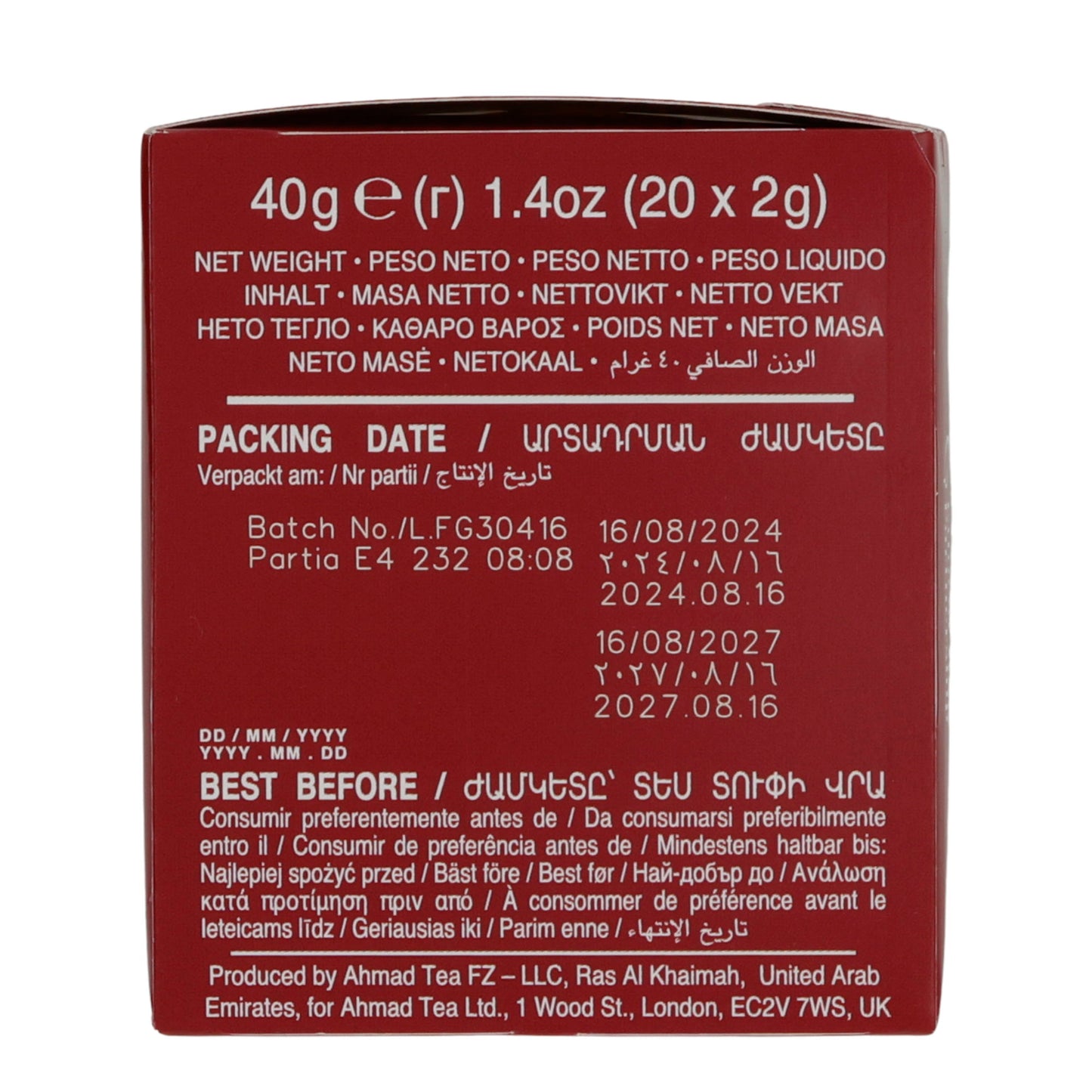 Schwarztee Ahmad Tea | Chai Spice | Mit Zimt & Ingwer | Würzig & Aromatisch | 20 Teebeutel
