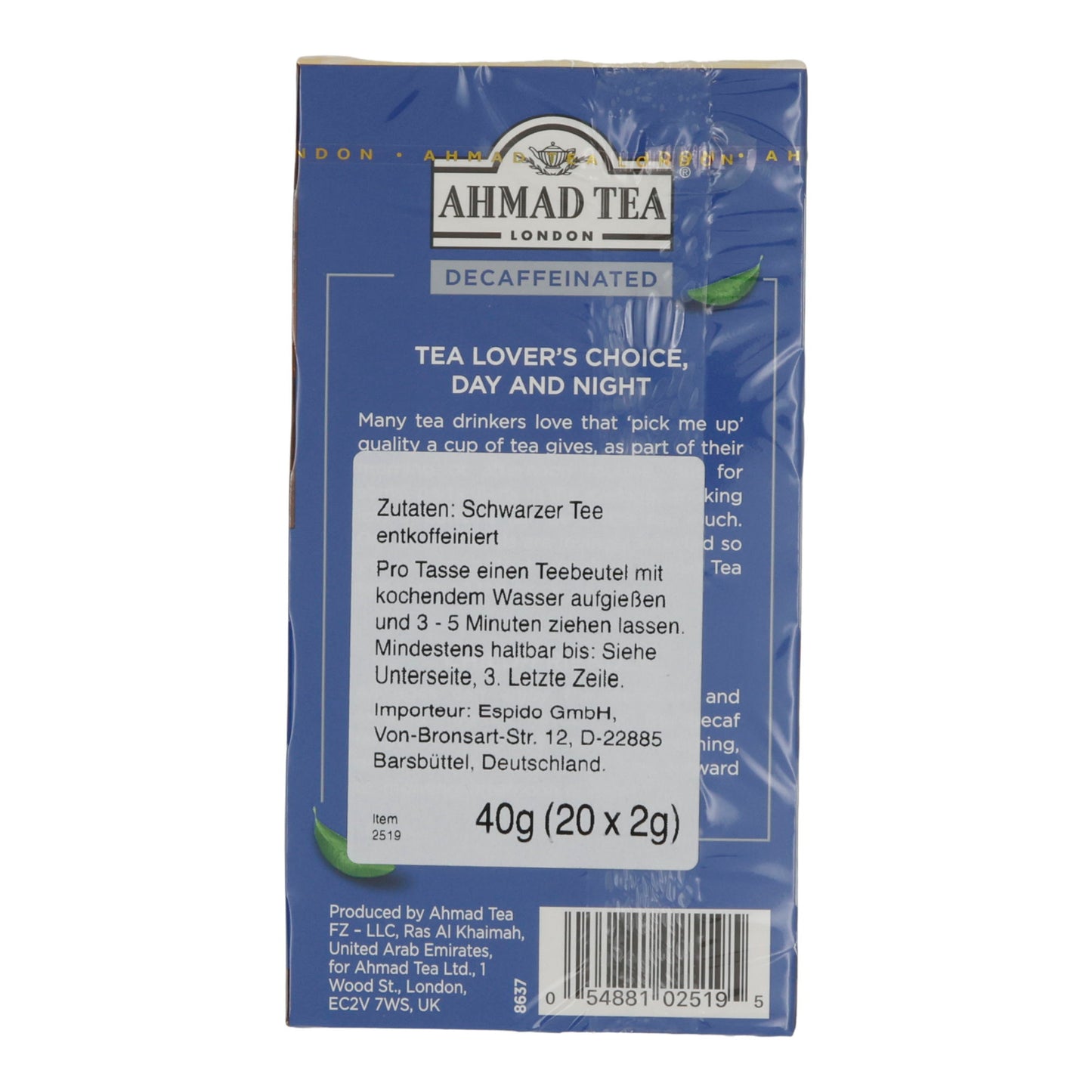 6x20 Aluminum t/b Decaffeinated Black Tea, Ahmad Tea