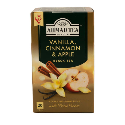 Ahmad Tea Vanilla, Cinnamon & Apple | Schwarzer Tee mit Fruchtstücken| Aromatisch | 500 g