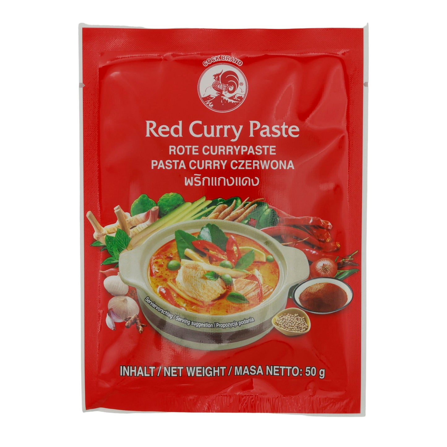 Currypaste Cock Brand | Red Curry Paste | Für authentische thailändische Currys | 50 g