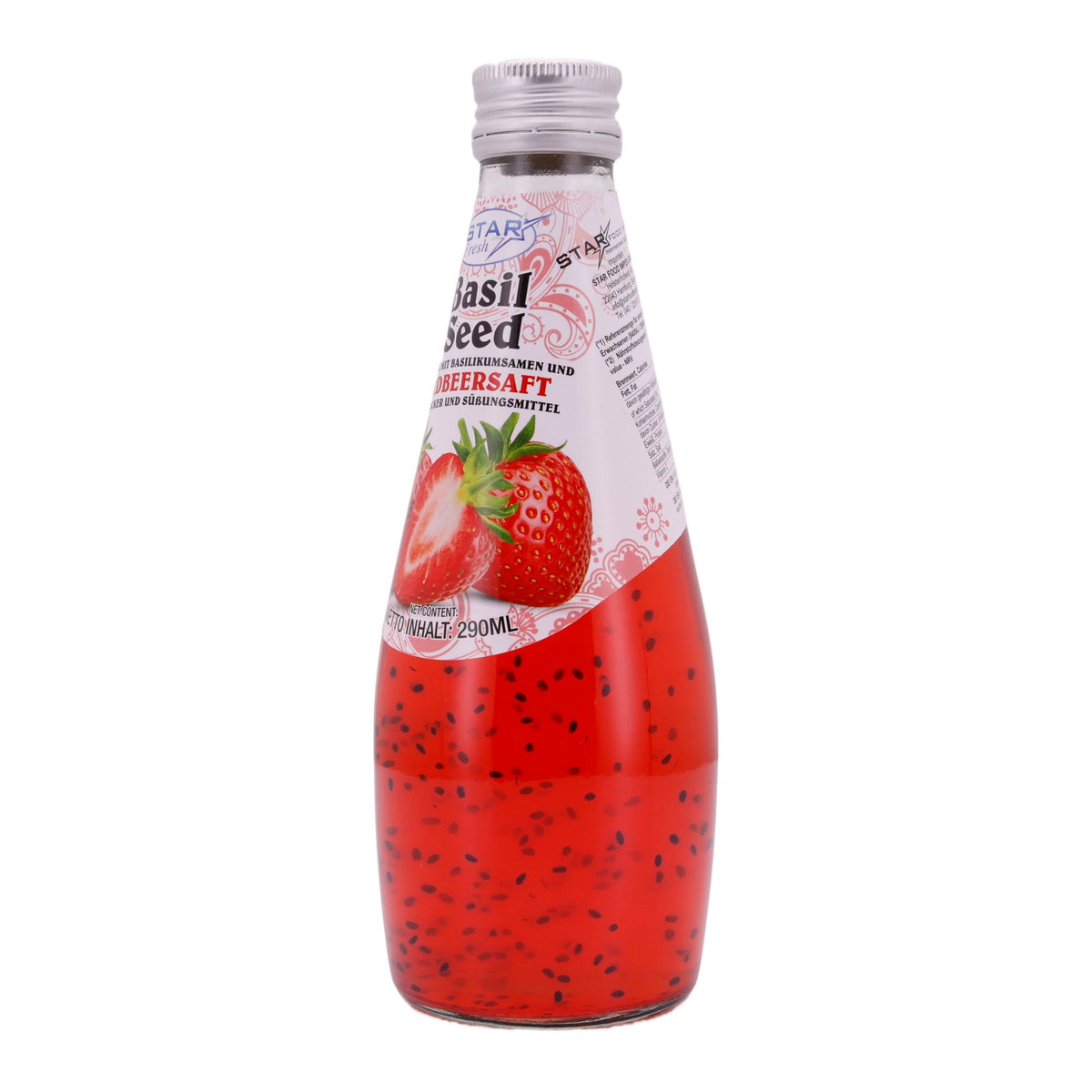 Basil Seed Getränk Star Fresh | Erfrischend | Mit Erdbeersaft | 290 ml