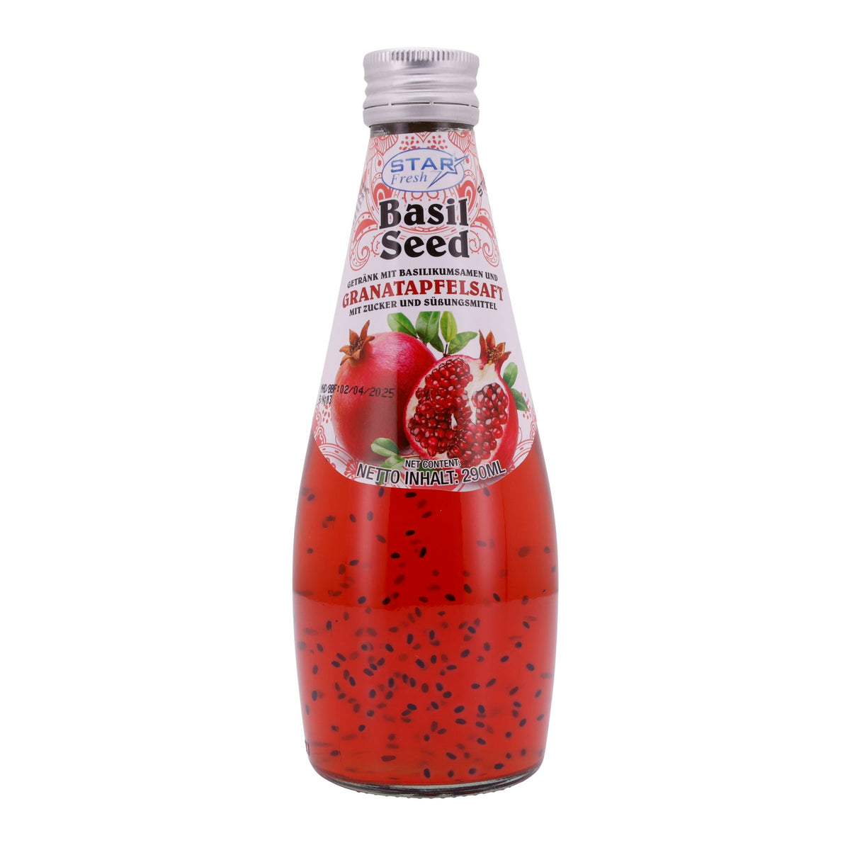 Basil Seed Getränk Star Fresh | Erfrischend | Mit Granatapfelsaft | 290 ml