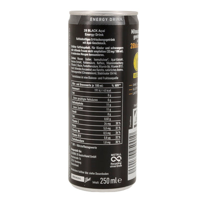 28 BLACK Energy Drink | Açaí-Geschmack | vegan & ohne Taurin | 250 ml