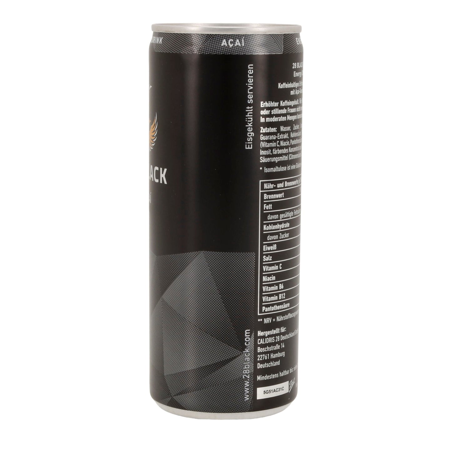 28 BLACK Energy Drink | Açaí-Geschmack | vegan & ohne Taurin | 250 ml