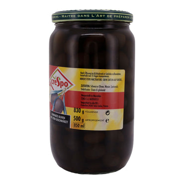 Oliven Crespo | Olive nere con nocciolo | Gusto mediterraneo | 830g