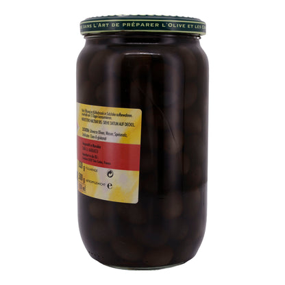 Oliven Crespo | Schwarze Oliven mit Stein | Mediterraner Genuss | 830g