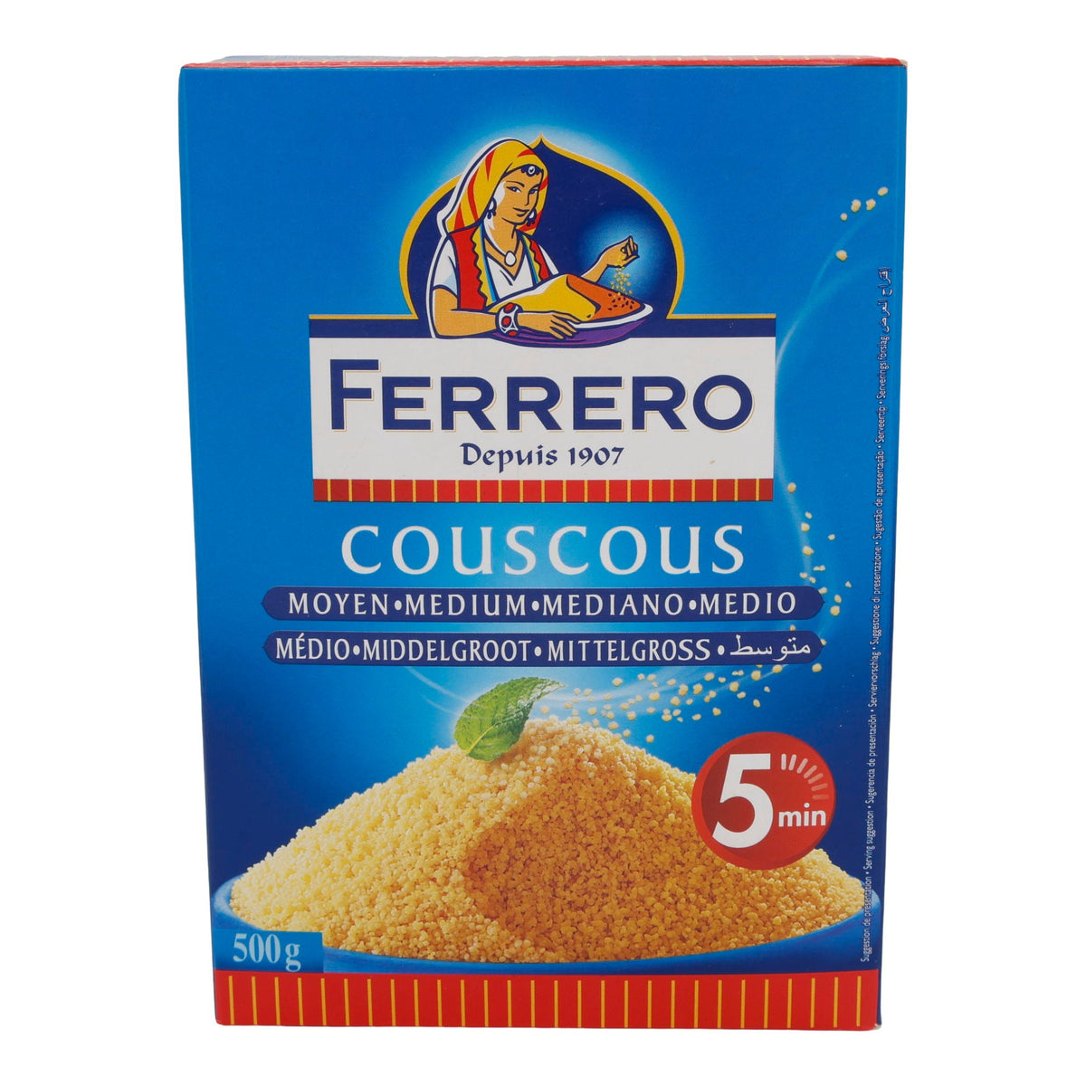 Couscous Ferrero | Medium Couscous | Hochwertiger Hartweizengrieß, perfekt für schnelle Gerichte | 500 g