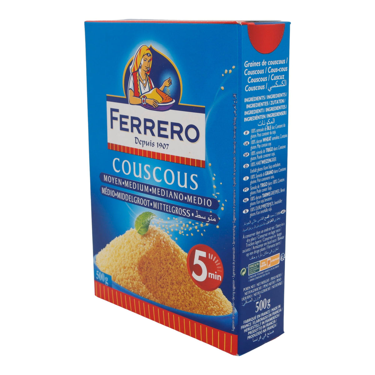 Couscous Ferrero | Medium Couscous | Hochwertiger Hartweizengrieß, perfekt für schnelle Gerichte | 500 g