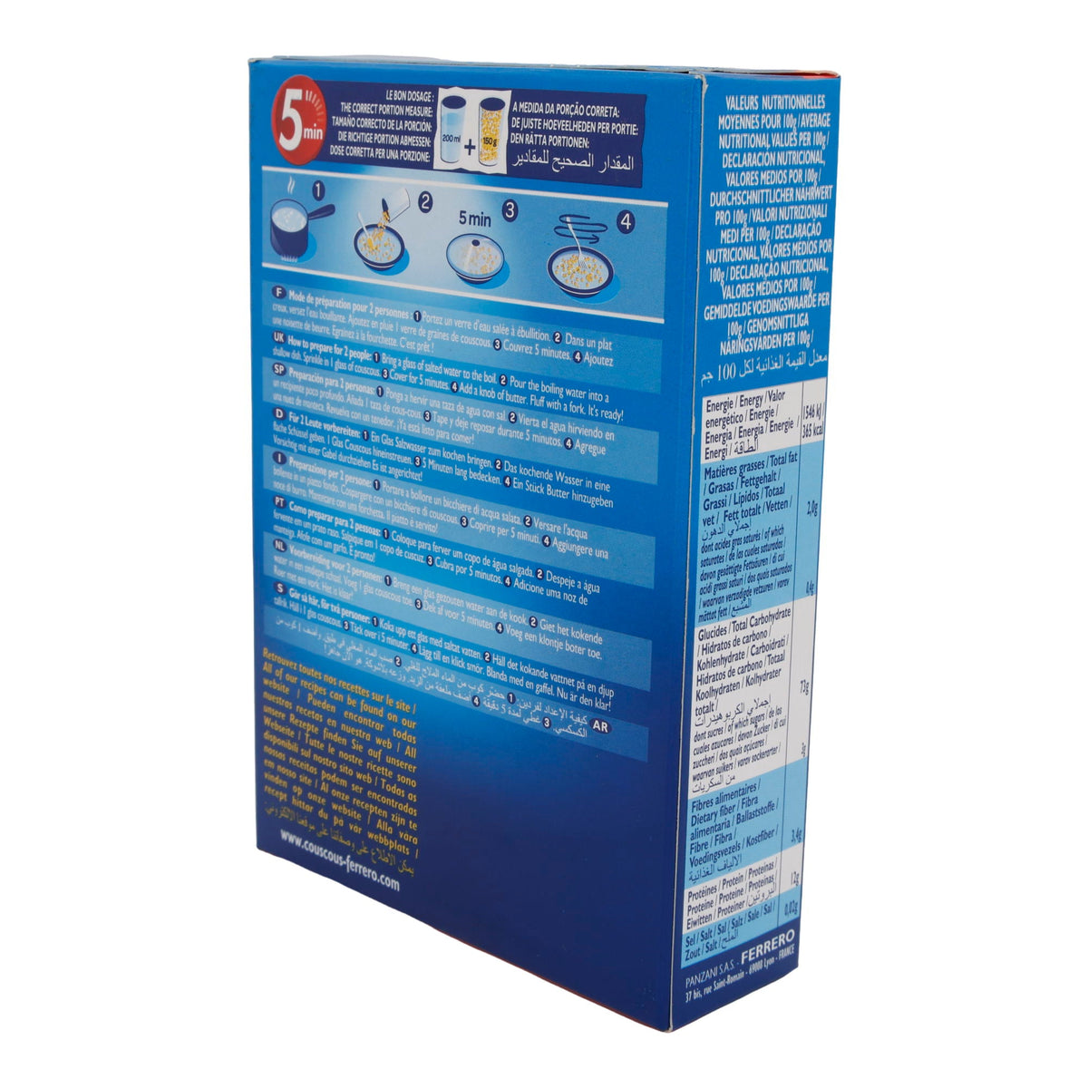 Couscous Ferrero | Medium Couscous | Hochwertiger Hartweizengrieß, perfekt für schnelle Gerichte | 500 g