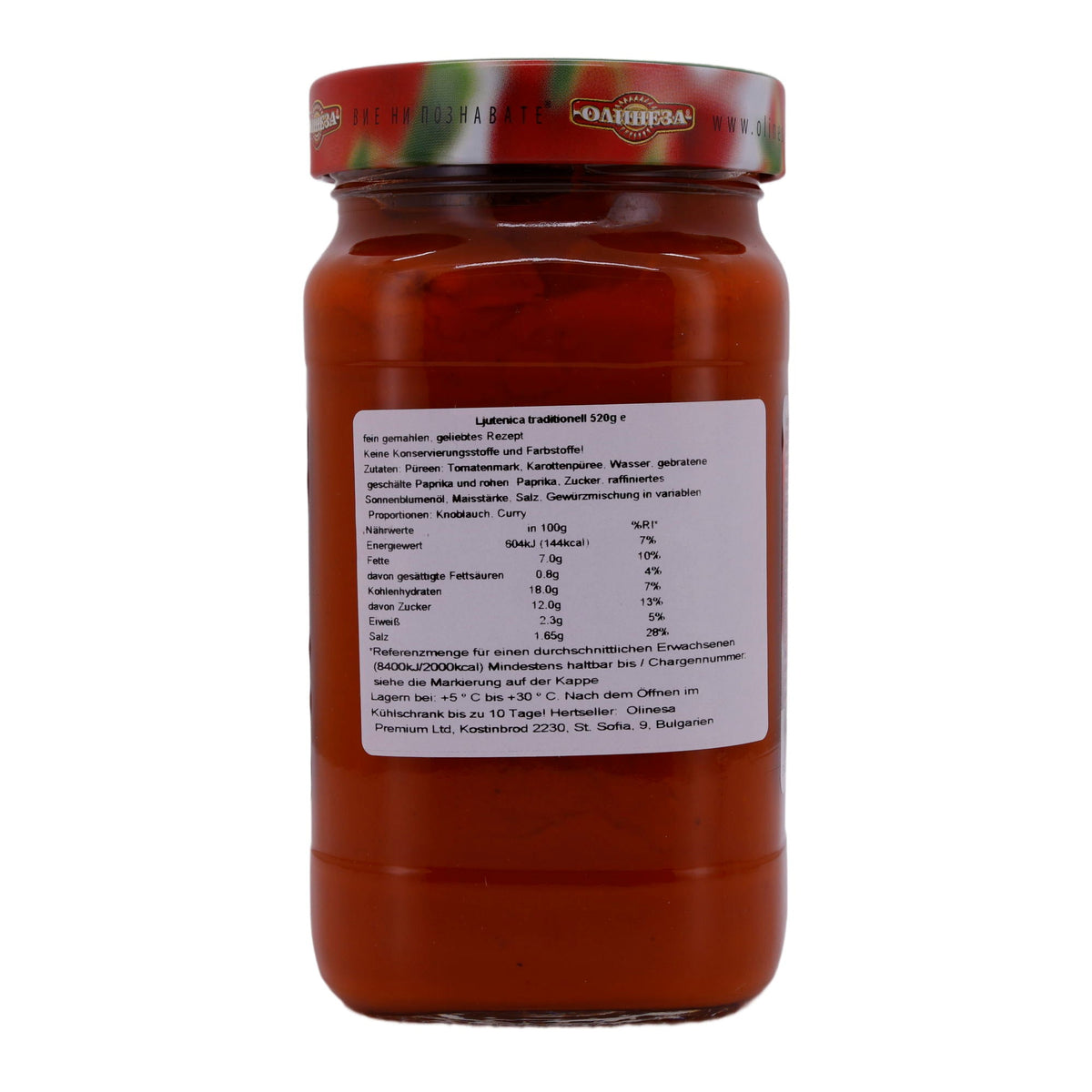 Paprikapaste Olinesa Lutenica | Traditionell, aus frischen Zutaten | 520 g