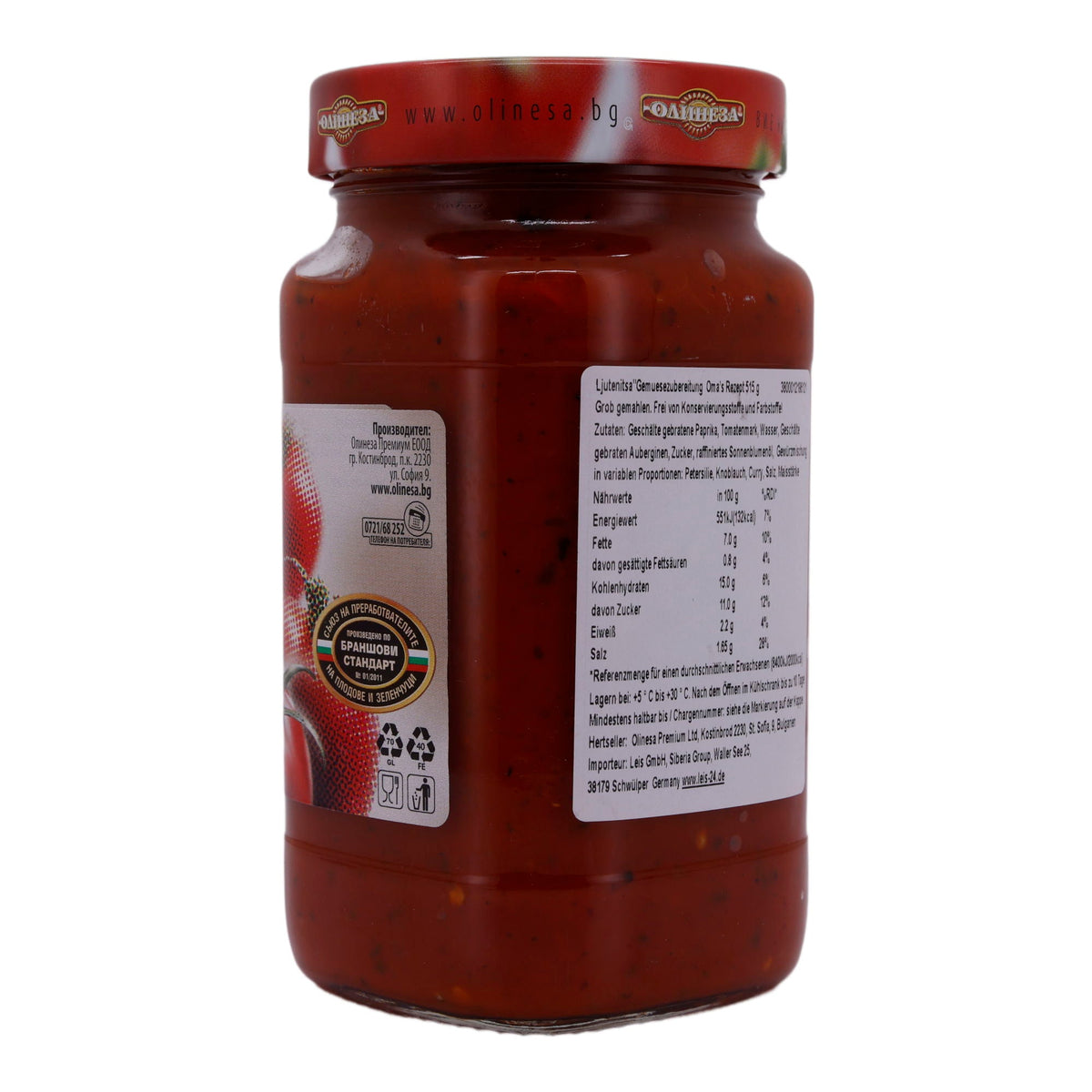 Gemüsezubereitung Olinesa | Ljutenitza | Traditionell, Oma’s Rezept | 515 g Glas OLINEZA