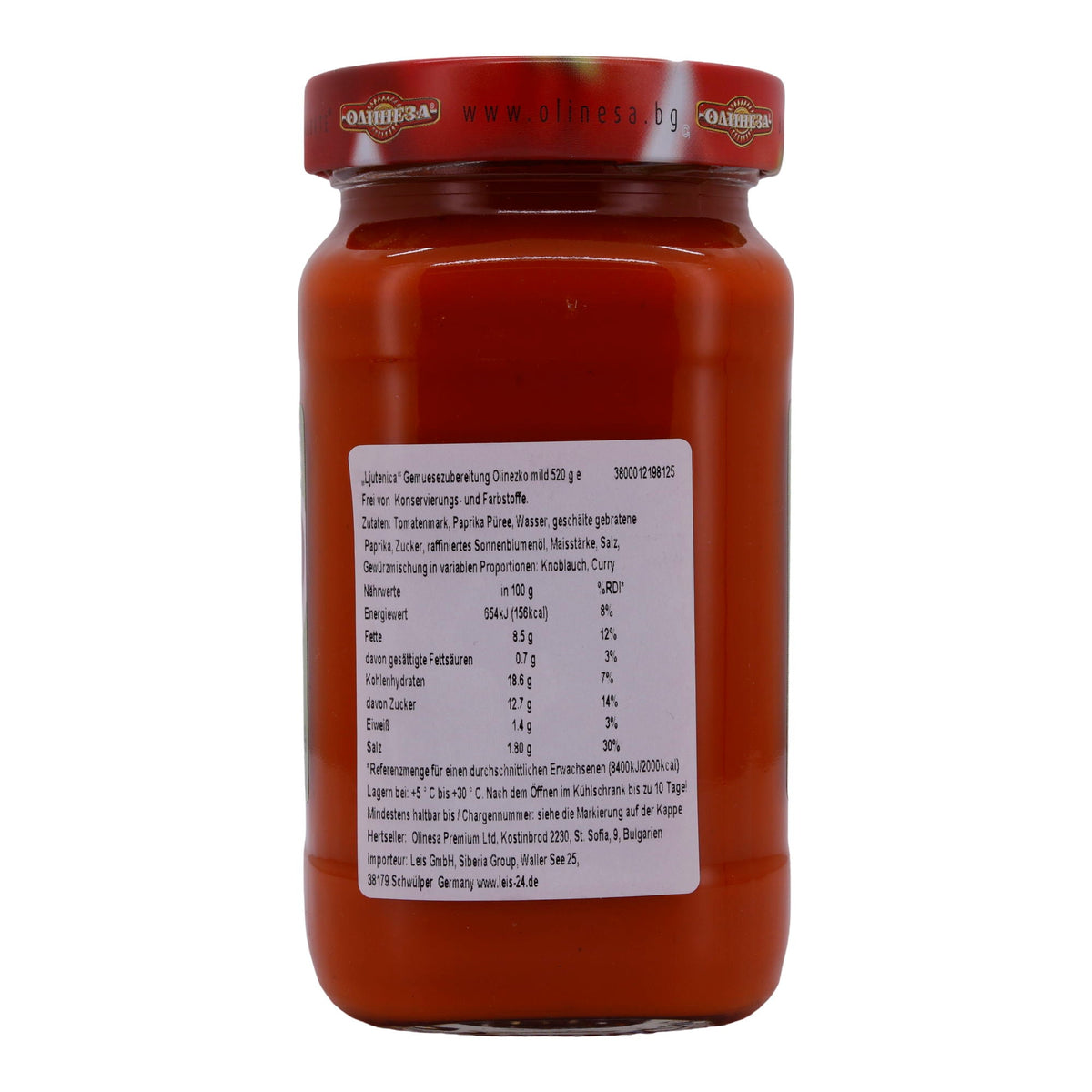 Gemüsezubereitung Olinesa Ljutenica | nach Hausgemachter Art | Traditionelle milde Gemüsezubereitung | 520 g