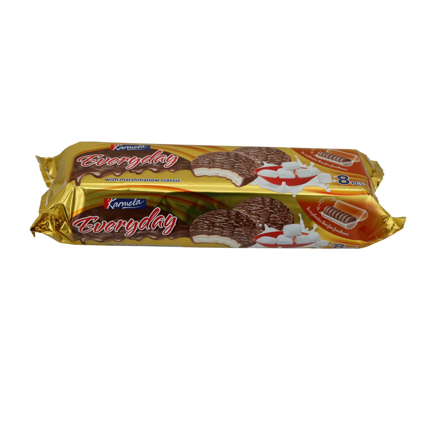 Biscotti al cioccolato quotidiani Karmela | Con marshmallow | Cioccolato fondente e ripieno soffice | 8 pezzi