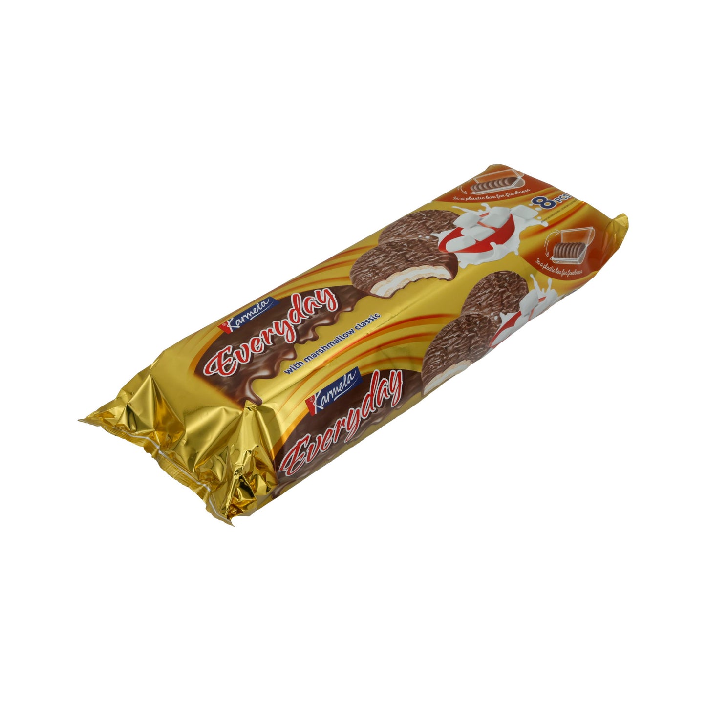 Biscotti al cioccolato quotidiani Karmela | Con marshmallow | Cioccolato fondente e ripieno soffice | 8 pezzi