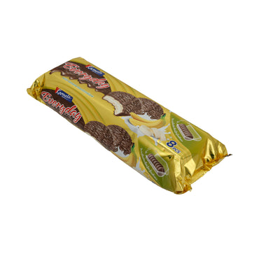 Biscotti al cioccolato Karmela | Con marshmallow alla banana | Cioccolato fondente e ripieno soffice | 8 pezzi