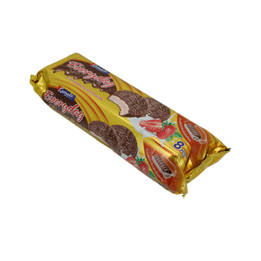 Biscotti al cioccolato Karmela | Con marshmallow alla fragola | Cioccolato fondente e ripieno soffice | 8 pezzi