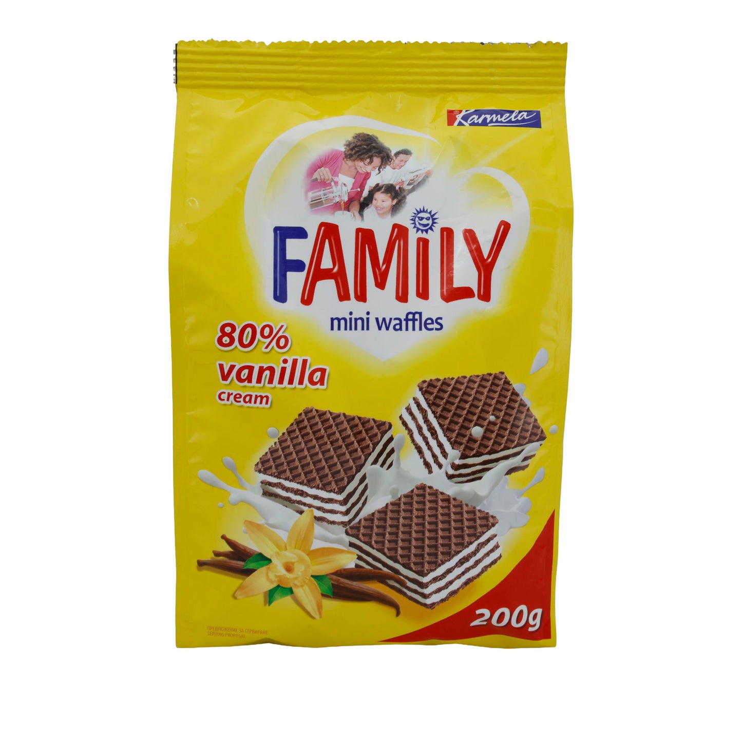 Mini Waffles Family | Vaniglia | Waffle croccanti con 80% crema alla vaniglia | 200 g
