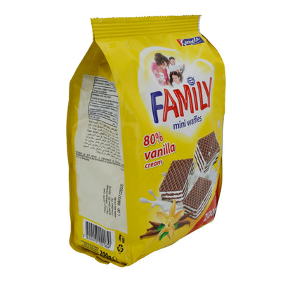Mini Waffles Family | Vaniglia | Waffle croccanti con 80% crema alla vaniglia | 200 g