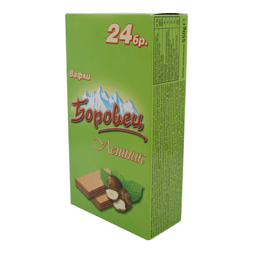 Waffeln Borovets | Waffeln mit Haselnusscremefüllung | Knusprige Süßigkeit mit zarter Haselnusscreme | 24 Stück, 550 g