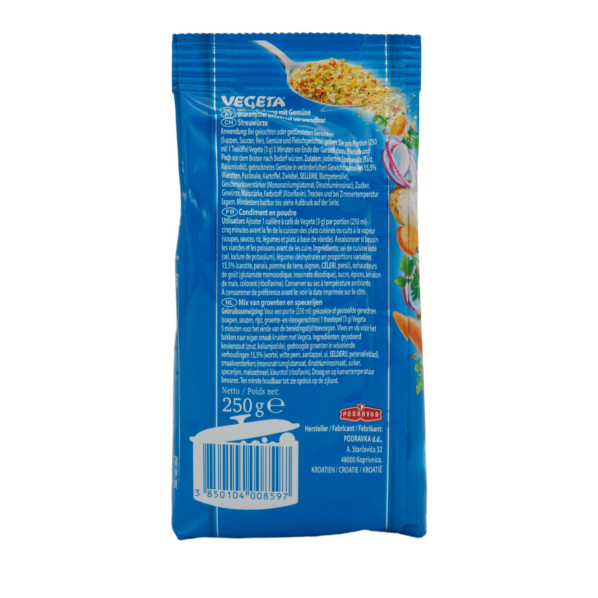 Würzmischung Vegeta | Mit Gemüse | Aromatisch, vielseitig | 250 g PODRAVKA
