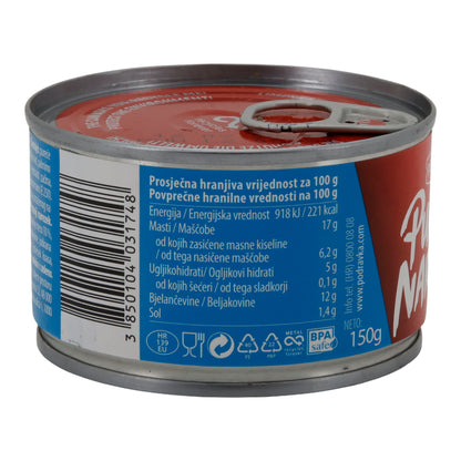 Carne in scatola Podravka affettato di tacchino | Carne in scatola | Saporito e speziato, versatile | 150 g