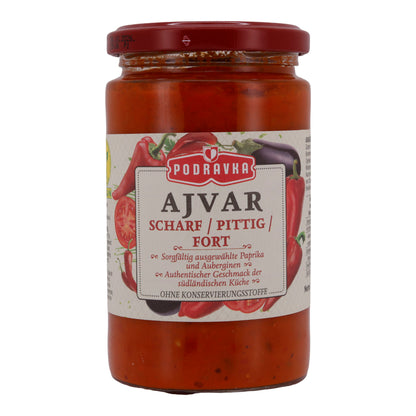 Paprikapasta Podravka | Ajvar Pittig | Kruidig, voor Zuidoost-Europese keuken | 350 g