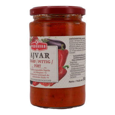 Paprikapasta Podravka | Ajvar Pittig | Kruidig, voor Zuidoost-Europese keuken | 350 g