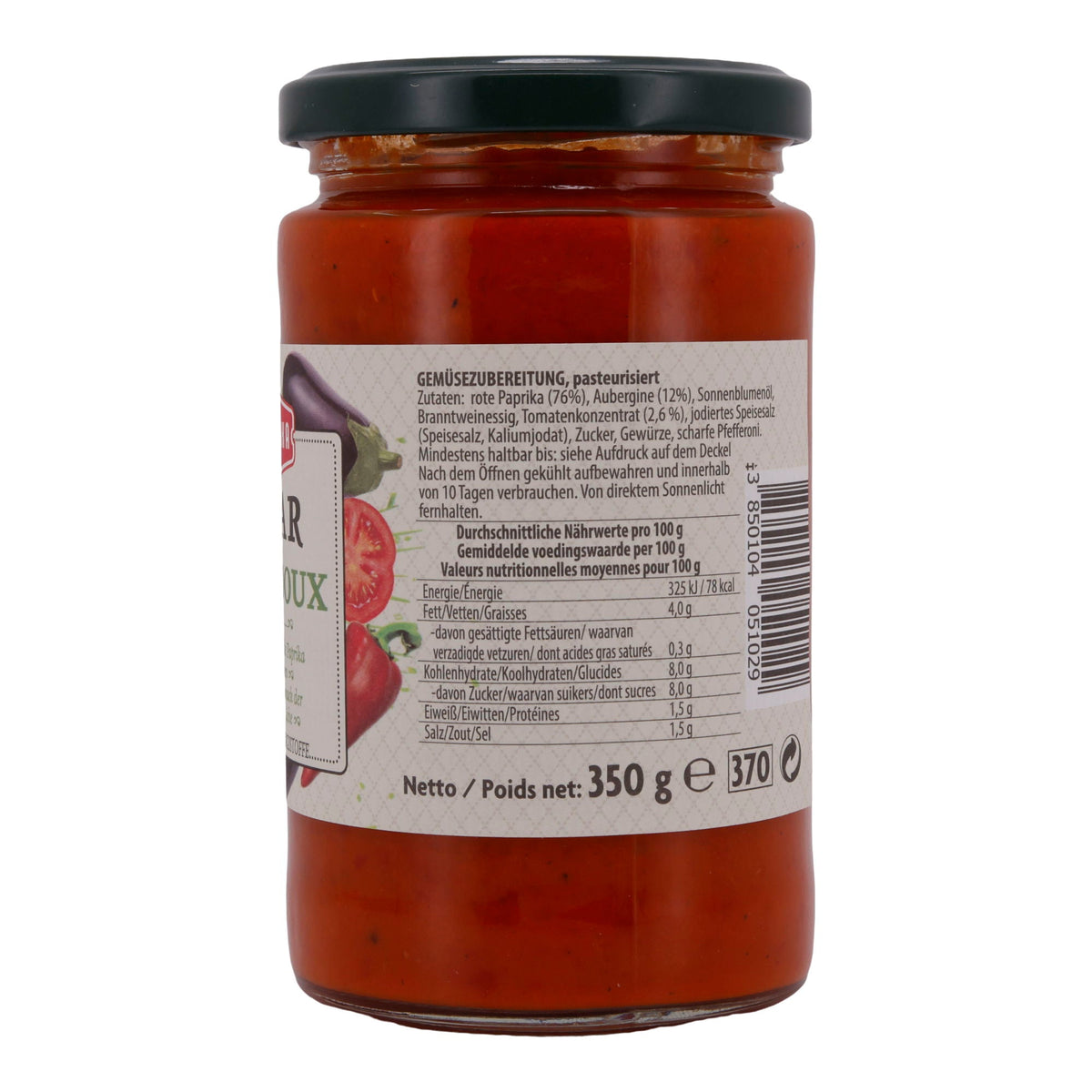 Paprikapaste Podravka | Ajvar Mild | Authentisch aus Paprika & Auberginen | 350 g PODRAVKA