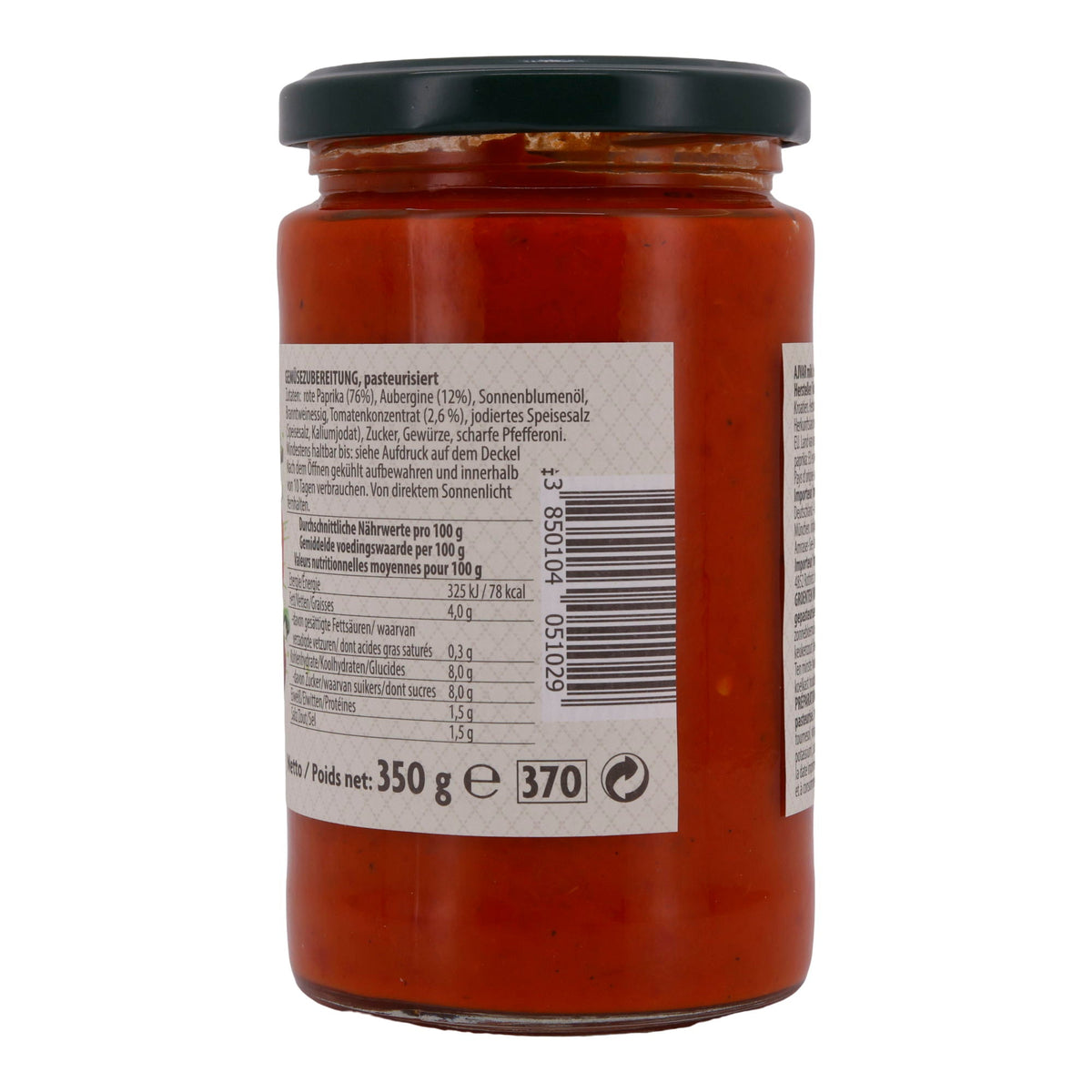 Paprikapaste Podravka | Ajvar Mild | Authentisch aus Paprika & Auberginen | 350 g PODRAVKA