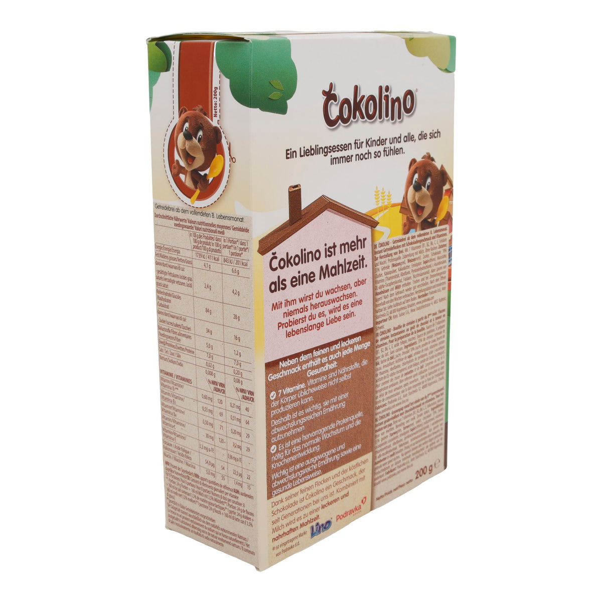 Getreidebrei Čokolino | Mit Schokolade | Angereichert mit Vitaminen | 200 g PODRAVKA