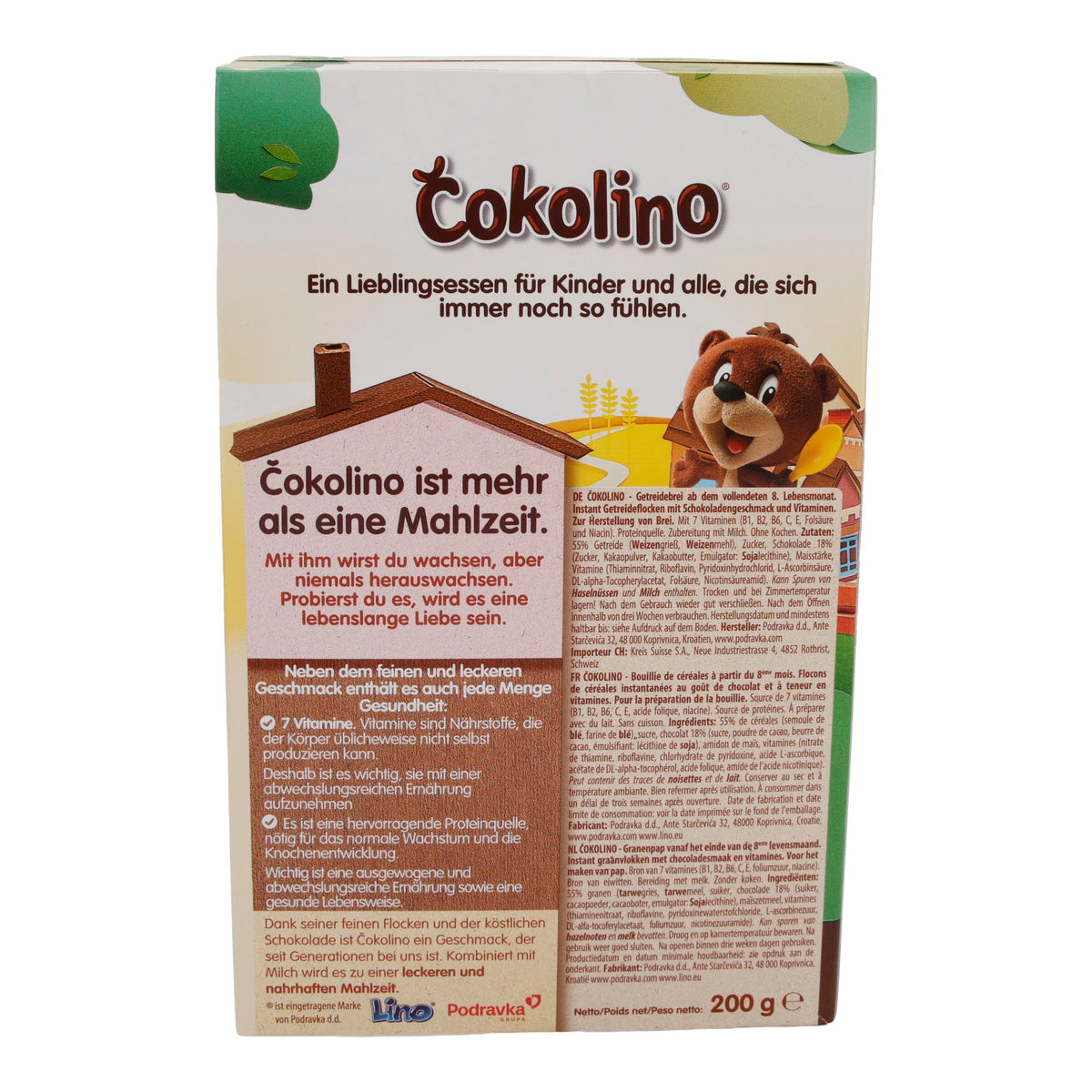 Getreidebrei Čokolino | Mit Schokolade | Angereichert mit Vitaminen | 200 g PODRAVKA