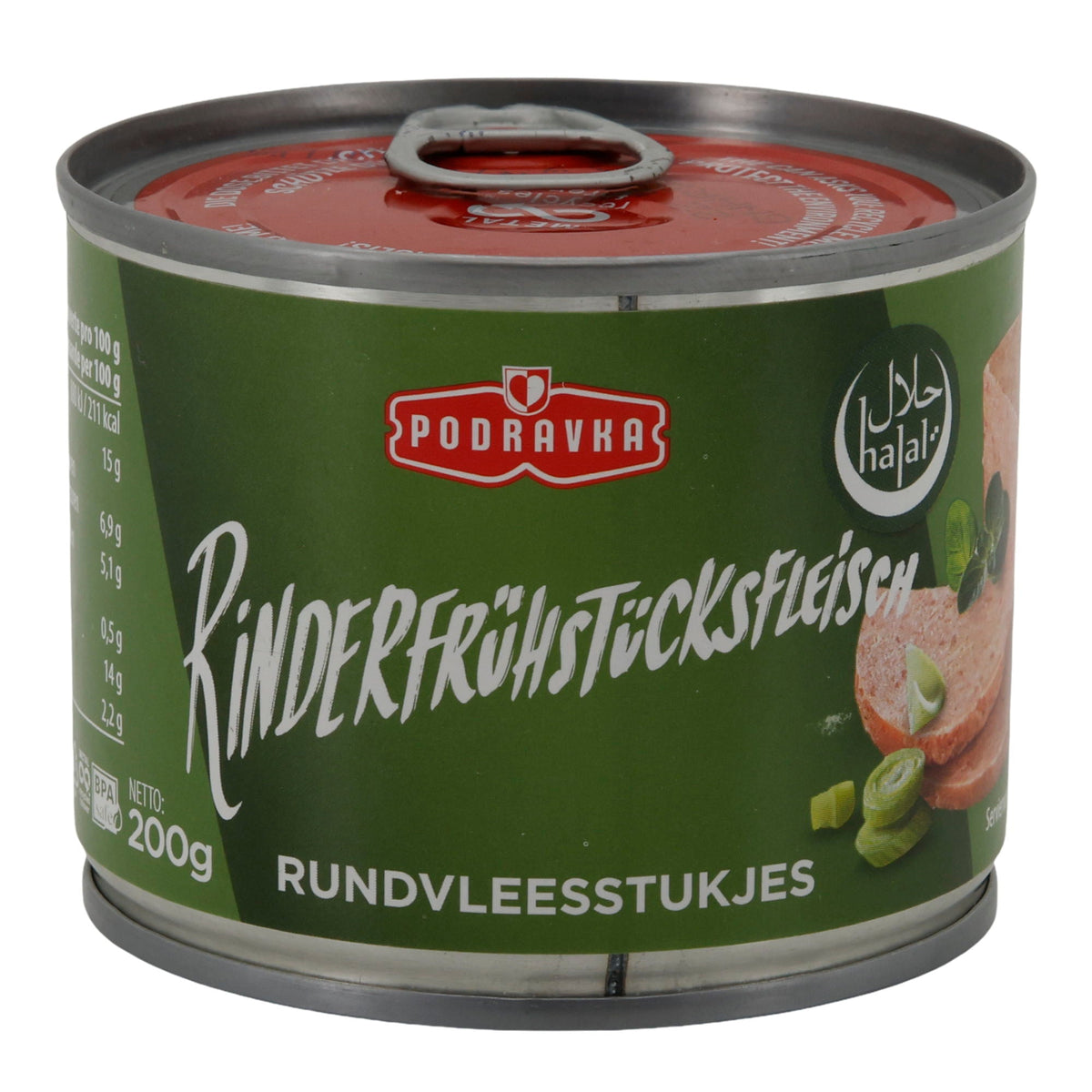 Rindfleischkonserve Podravka Rinderfrühstücksfleisch Halal | Konserve | Hochwertig | 200 g