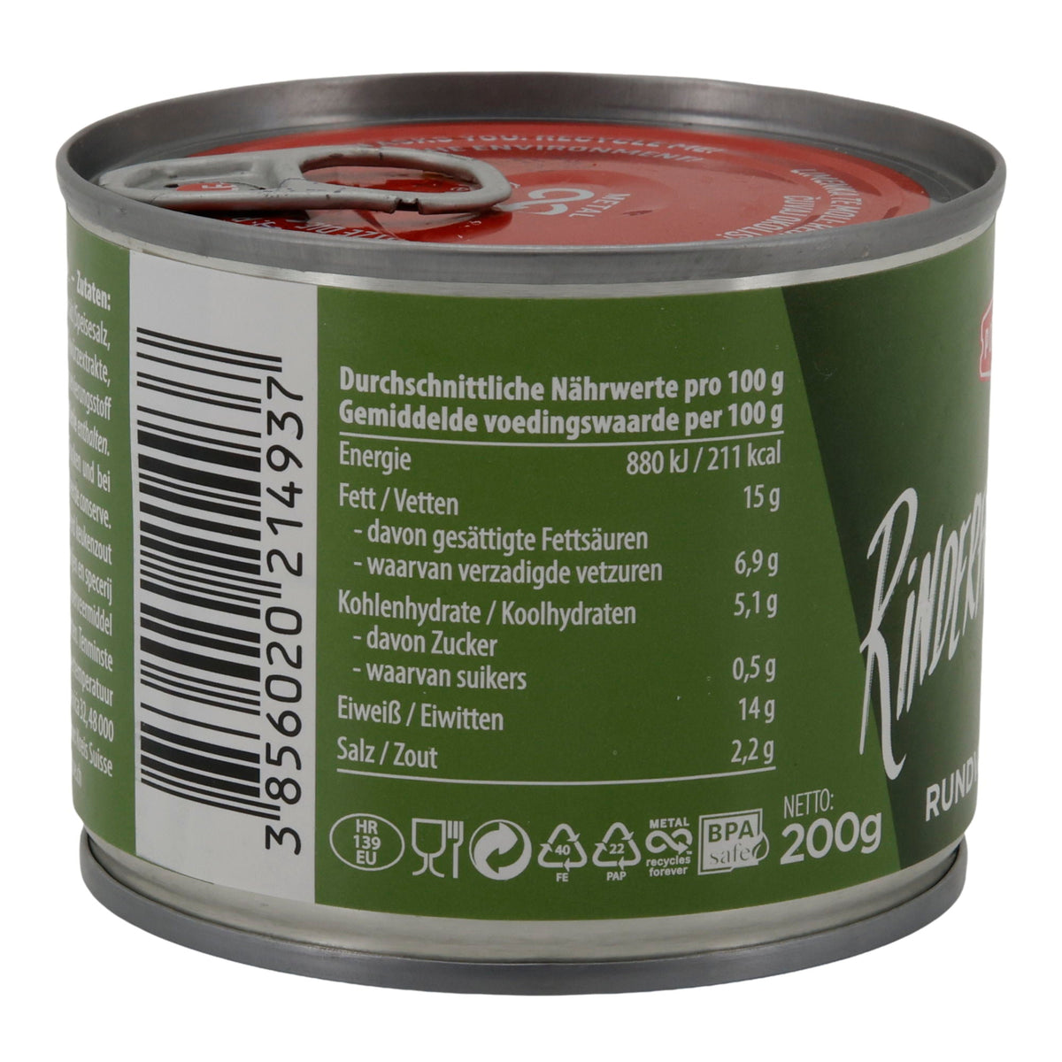 Rindfleischkonserve Podravka Rinderfrühstücksfleisch Halal | Konserve | Hochwertig | 200 g