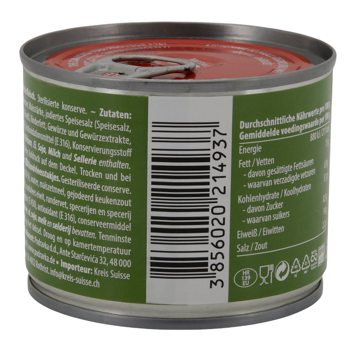 Rindfleischkonserve Podravka Rinderfrühstücksfleisch Halal | Konserve | Hochwertig | 200 g