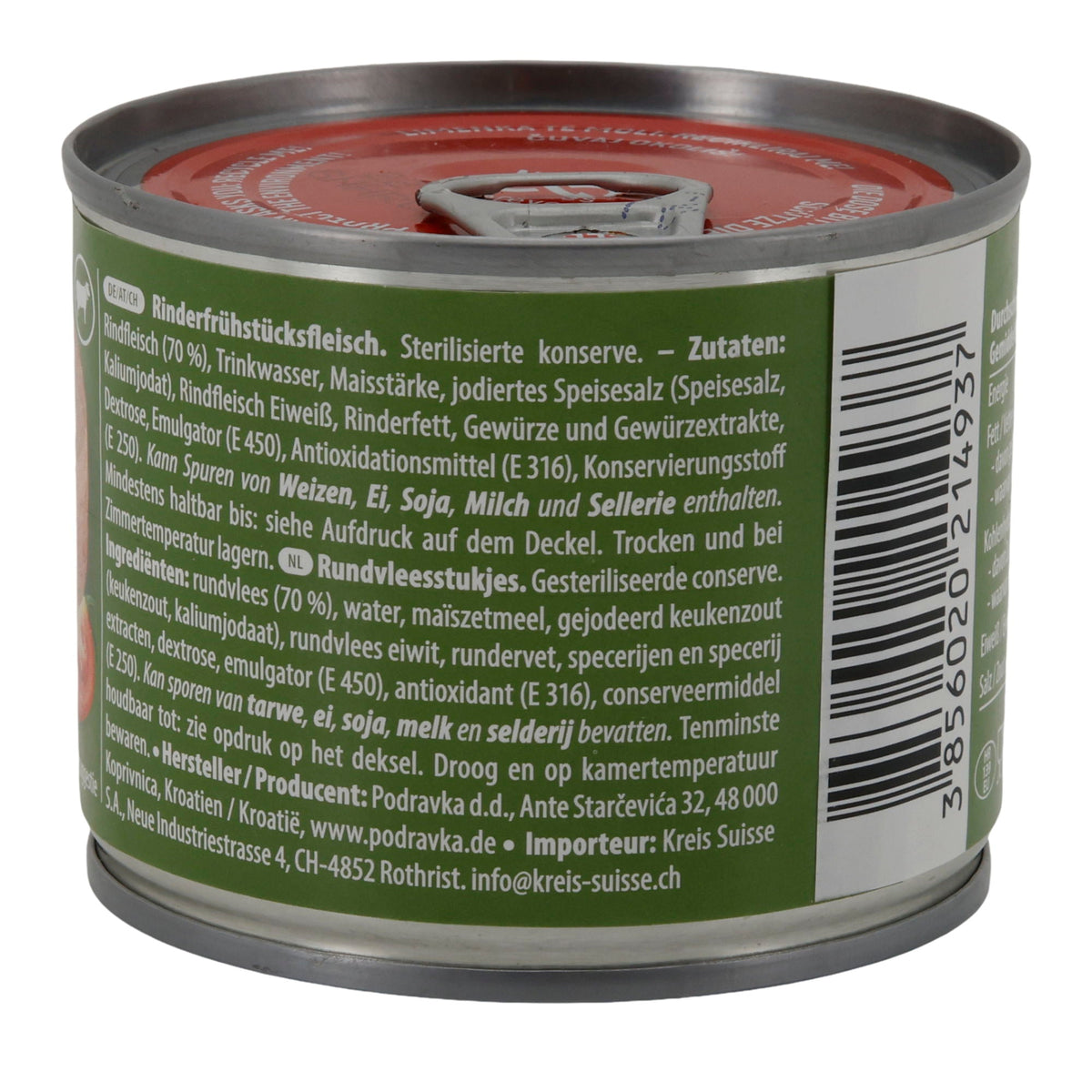 Rindfleischkonserve Podravka Rinderfrühstücksfleisch Halal | Konserve | Hochwertig | 200 g