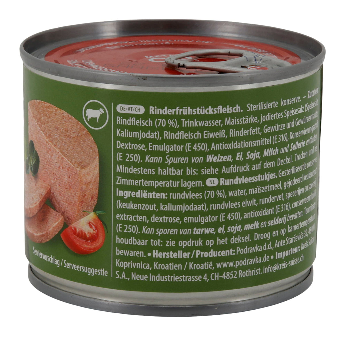 Rindfleischkonserve Podravka Rinderfrühstücksfleisch Halal | Konserve | Hochwertig | 200 g