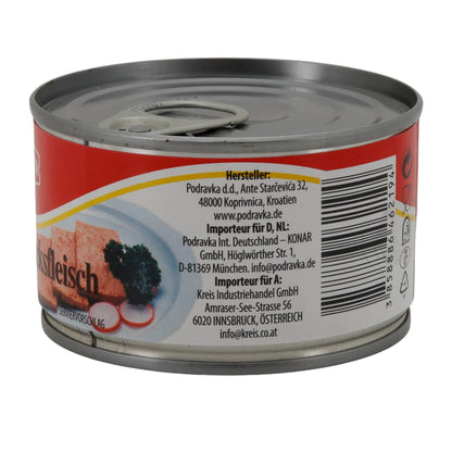 Carne di manzo in scatola Podravka Rinderfrühstücksfleisch | Scatola | Classico con proteine di soia | 150 g