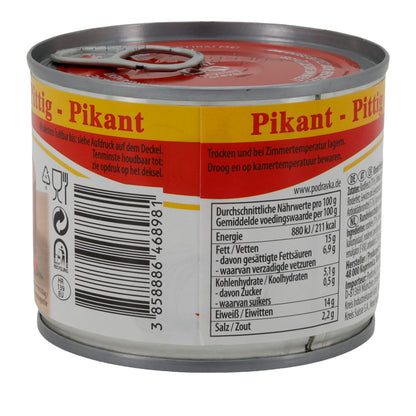 Carne di manzo in scatola Podravka Rinderfrühstücksfleisch piccante | Scatola | Speziata con proteine di soia | 200 g