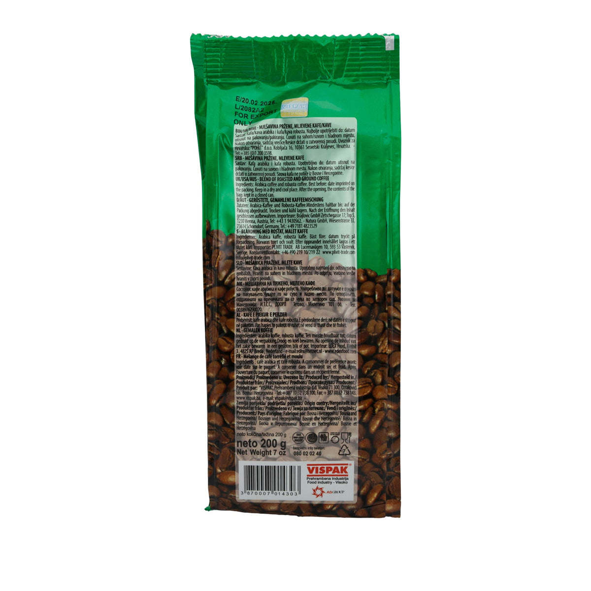 Kaffee Zlatna | Džezva | Traditioneller bosnischer Kaffee für intensiven Kaffeegenuss | 200 g VISPAK