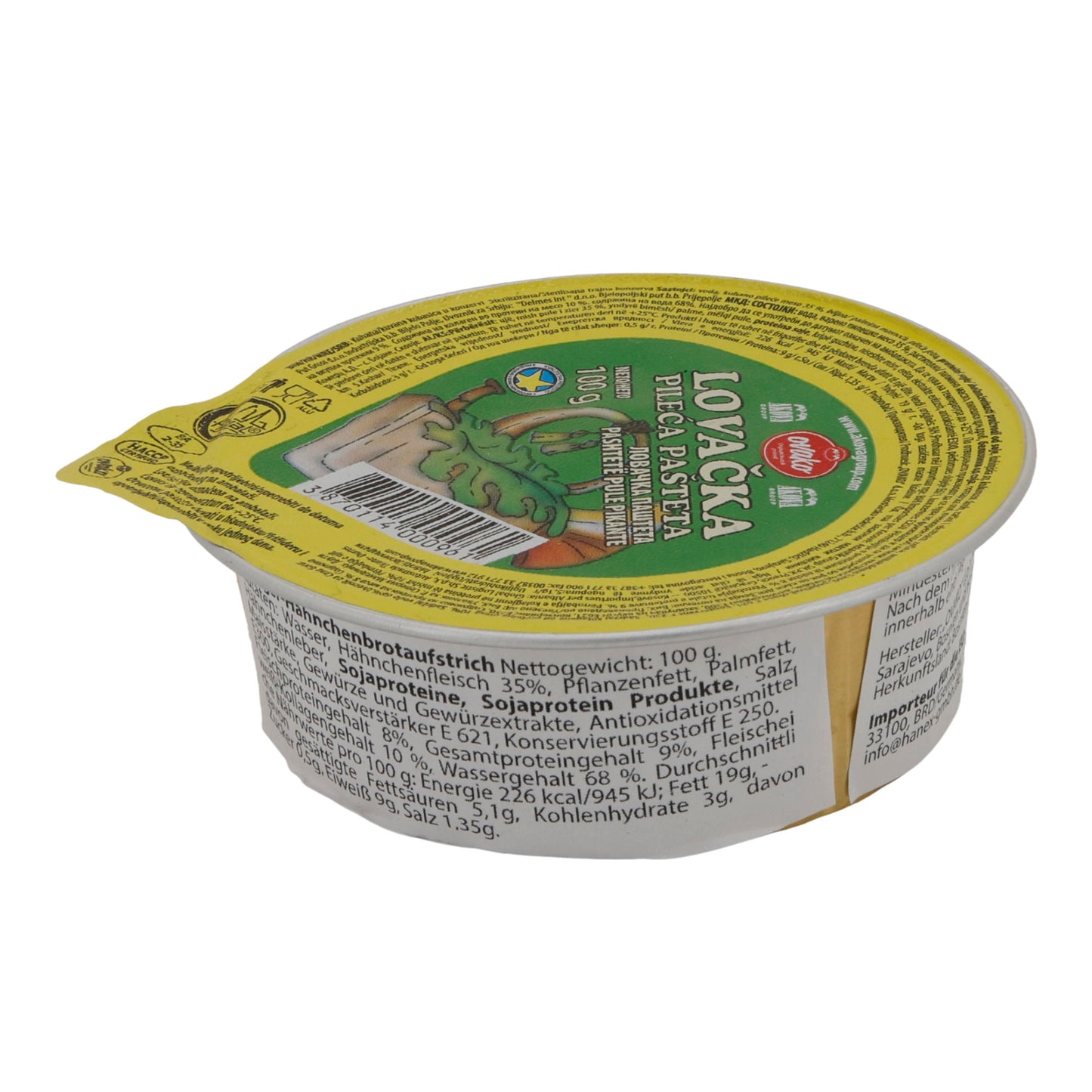 Paté Ovako Lovačka Pollo | Piccante | Paté di pollo alla cacciatora | 100 g