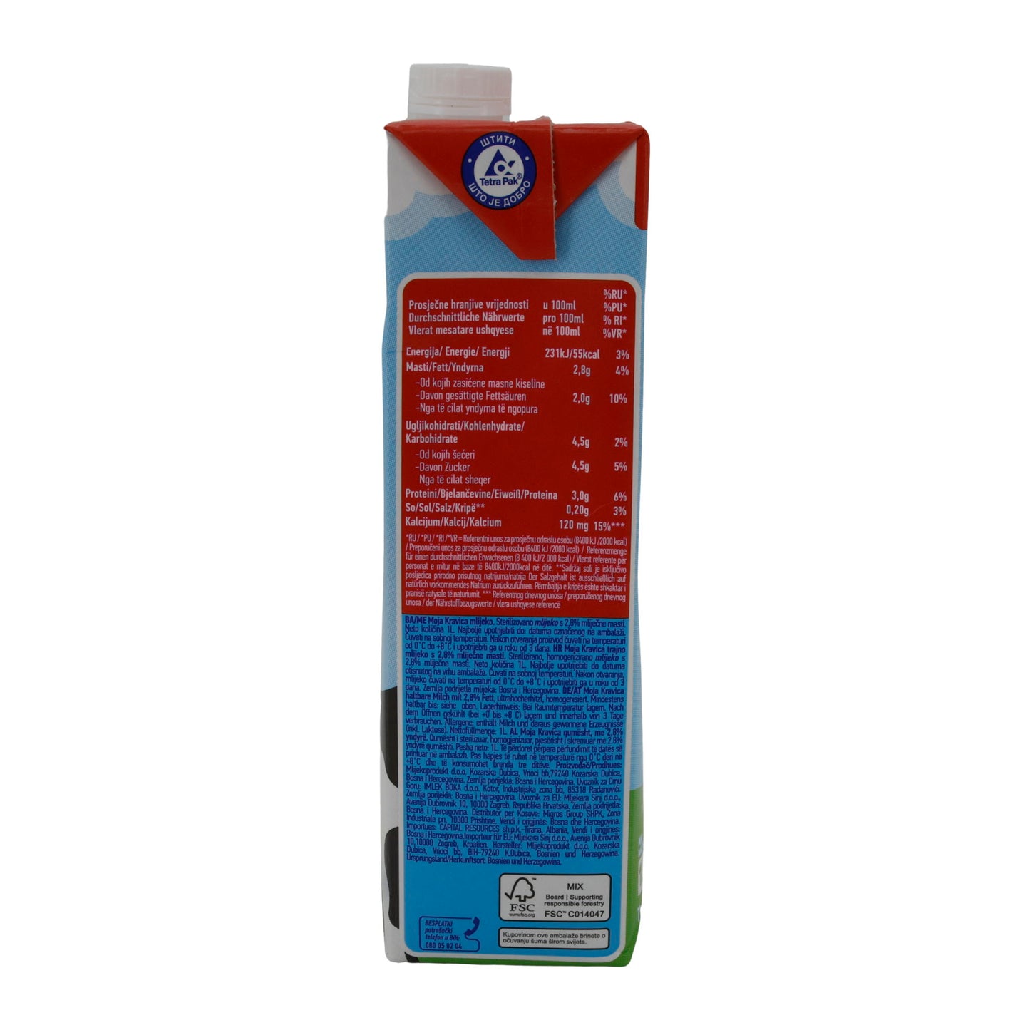 Milch Imlek Moja Kravica Mlijeko | H-Milch | 2,8 % Fett | 1 L