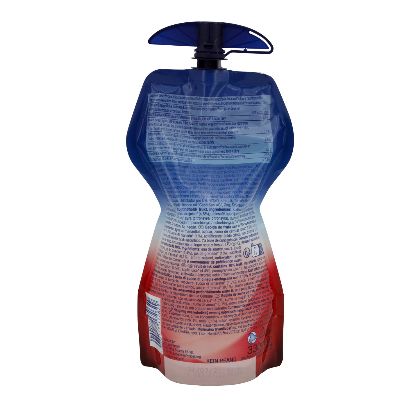 Fruchtgetränk Capri-Sun | Kirsche & Granatapfel | Erfrischend, Trinkbeutel | 330 ml