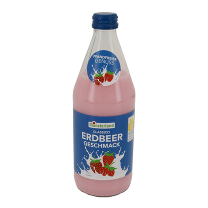 Milchmischgetränk Münsterland Classico Erdbeergeschmack | Milchmischgetränk | 1,5 % Fett | 500 ml Glasflasche