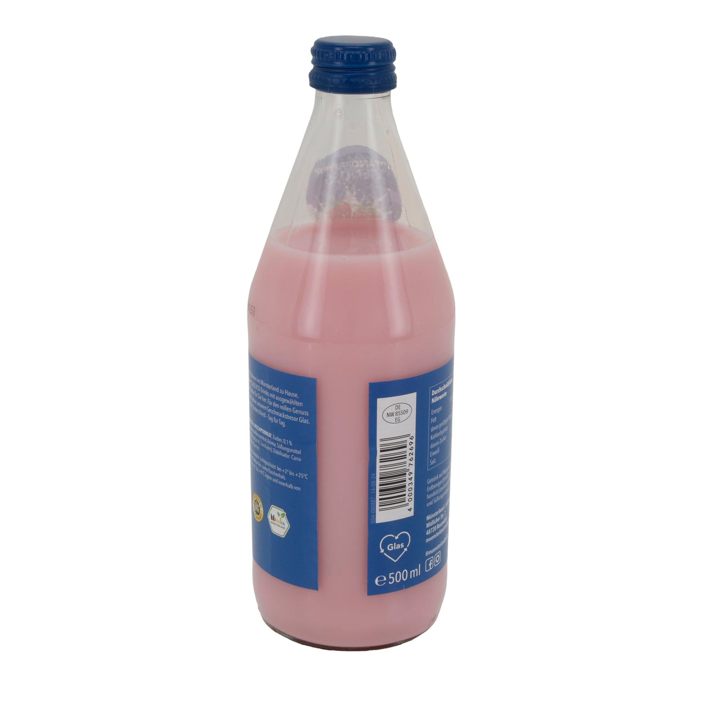 Milchmischgetränk Münsterland Classico Erdbeergeschmack | Milchmischgetränk | 1,5 % Fett | 500 ml Glasflasche