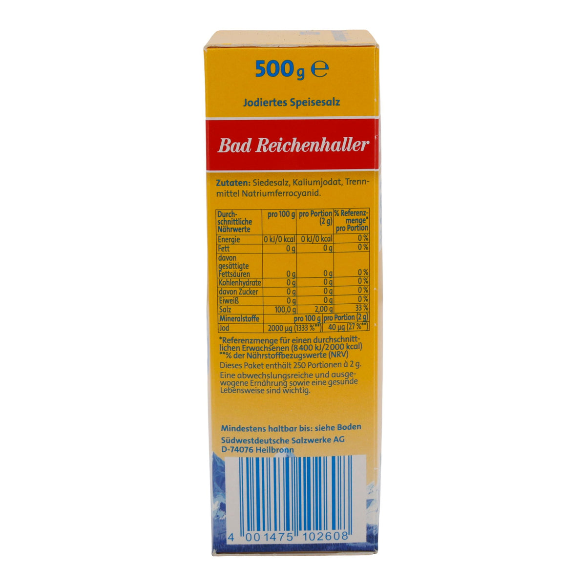 Salz Bad Reichenhaller Alpen JodSalz | jodiertes Speisesalz | aus den Alpen | 500 g