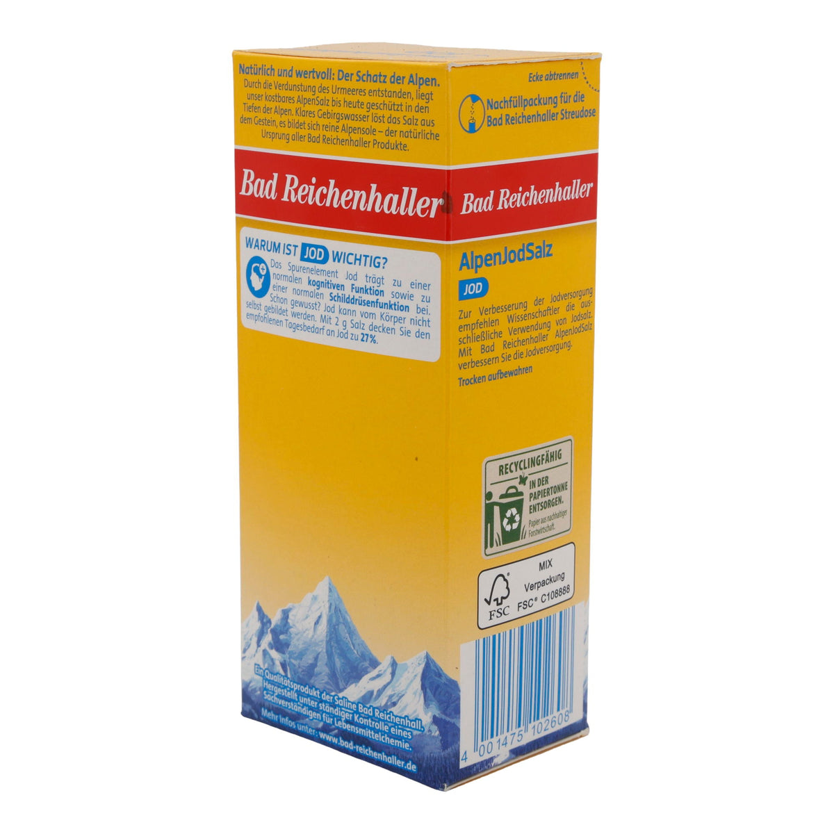 Salz Bad Reichenhaller Alpen JodSalz | jodiertes Speisesalz | aus den Alpen | 500 g
