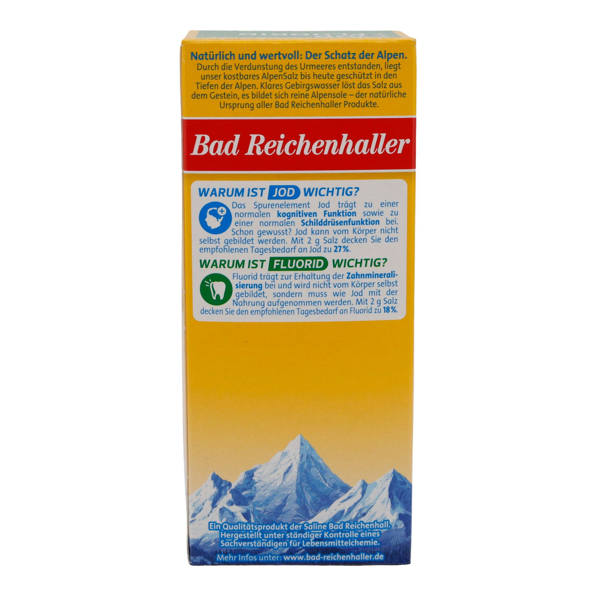 Salz Bad Reichenhaller | AlpenJodSalz + Fluorid | Mit Jod und Fluorid | 500g BAD REICHENHALLER