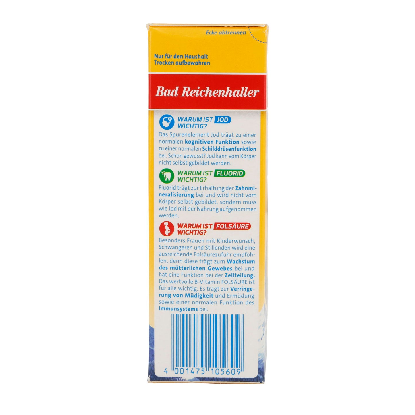 Bad Reichenhaller Alpen JodSalz mit Fluorid und Folsäure 500 g